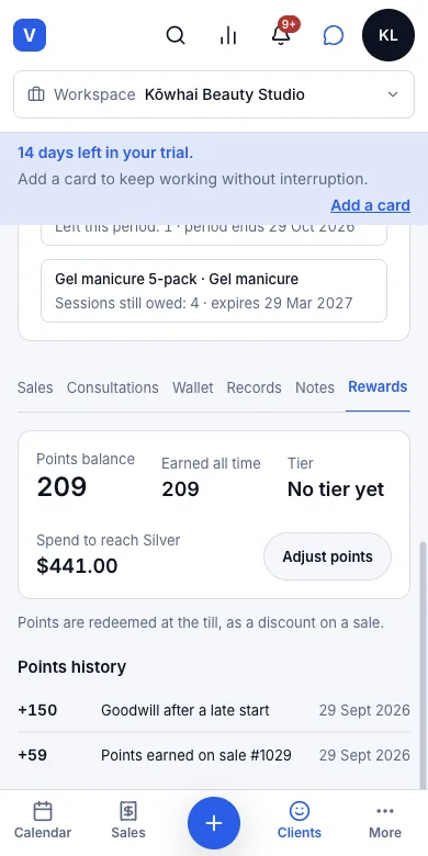 Loyalty points — Result — 209 points — Phone