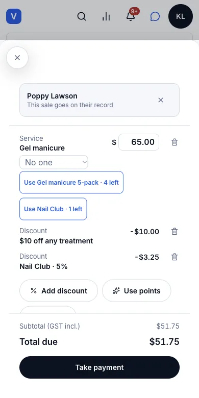 Loyalty points — Result — the reward in the cart — Phone