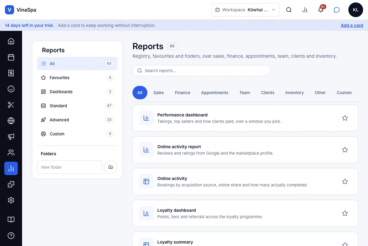 Reports read from the payment ledger, so a refund subtracts correctly — Reports — every report, by group — Computer