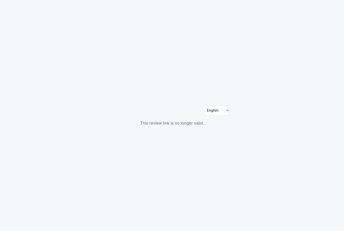 A review page a client can open once — The same link opened again — Computer