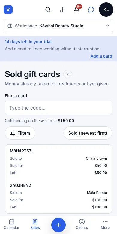Sell and redeem gift cards — Result — card M8H4PT5Z, $50.00 left — Phone