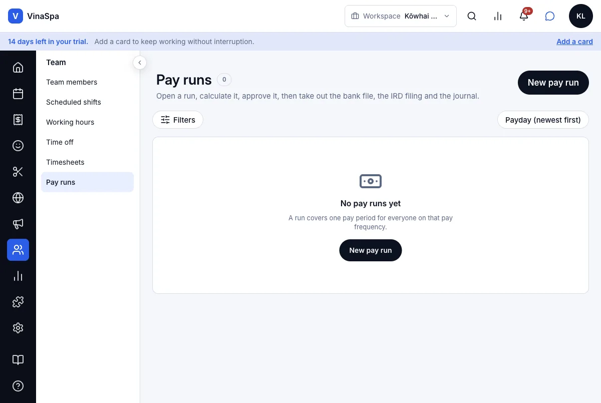Staff commission and payroll (partly) — Pay runs — Computer