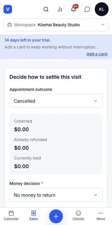Book, reschedule and cancel appointments — Step 3–4 — Appointment settlement — Phone
