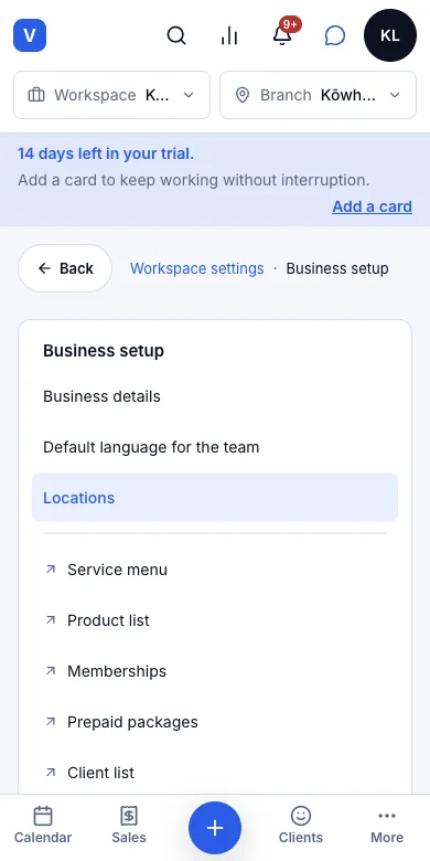 Managing several branches — Result — two branches — Phone
