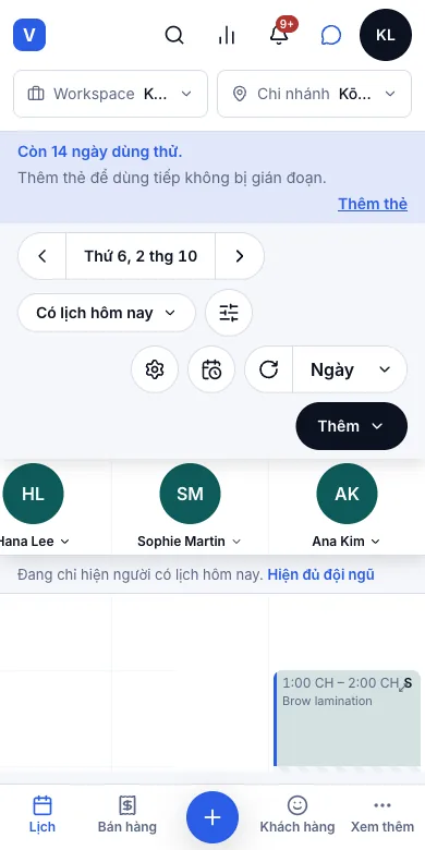 Tách 4 mốc thời gian: đặt / thợ làm / chờ thuốc / dọn dẹp — Kết quả — bận tới 2:00, rồi chờ 15 phút — Điện thoại