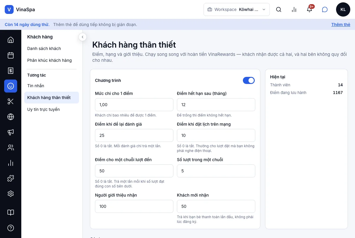 Điểm thưởng khách hàng thân thiết — Chương trình — Máy tính