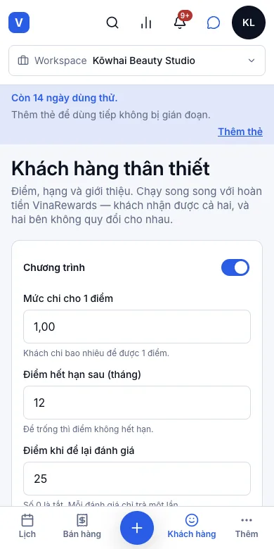 Điểm thưởng khách hàng thân thiết — Chương trình — Điện thoại