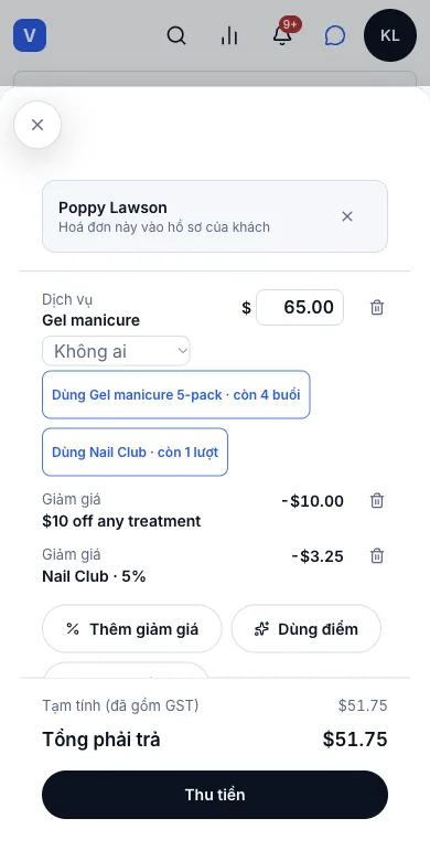 Điểm thưởng khách hàng thân thiết — Kết quả — phần thưởng trong giỏ — Điện thoại
