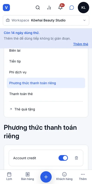 Tiền mặt, EFTPOS, chuyển khoản — ghi tay — Thêm cái thứ hai — Điện thoại
