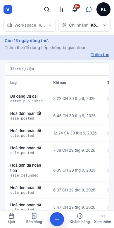Đẩy ưu đãi và chỗ trống sang VinaRewards — Kết quả — "Đã đăng ưu đãi", đang chờ gửi — Điện thoại