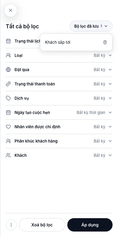 Lưu bộ lọc để dùng lại — Kết quả — trong Bộ lọc đã lưu — Điện thoại
